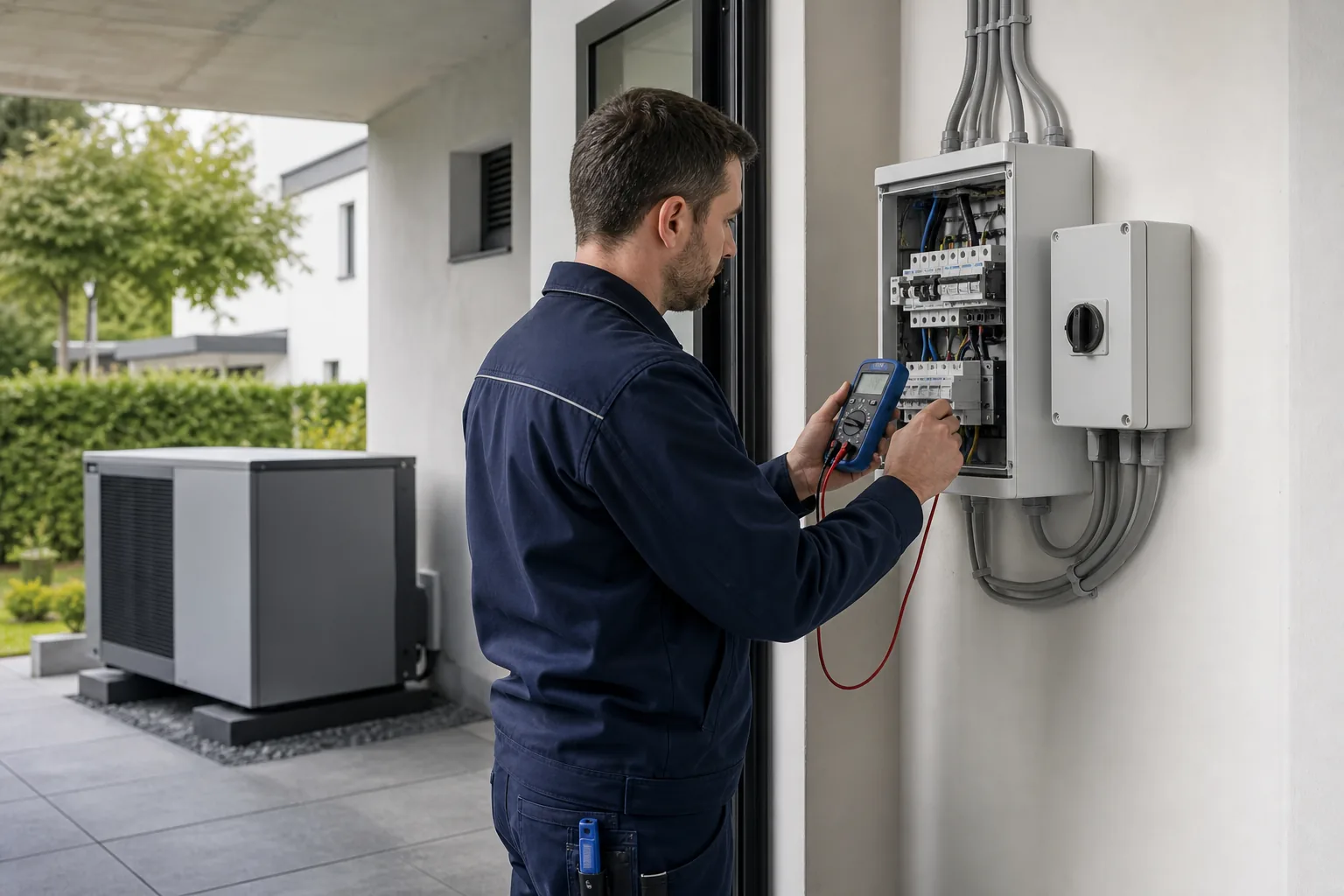 Elektrische Prüfung am Anschluss einer Wärmepumpe in München